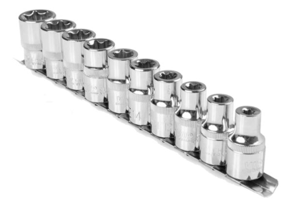 Jogo De Soquete Torx Fêmea Encaixe 1/2'' E8 Ao E24 C/10 Pçs Vip Industrial