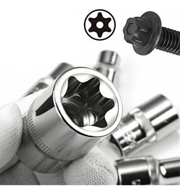 Jogo De Soquete Torx Fêmea Encaixe 1/2'' E8 Ao E24 C/10 Pçs Vip Industrial