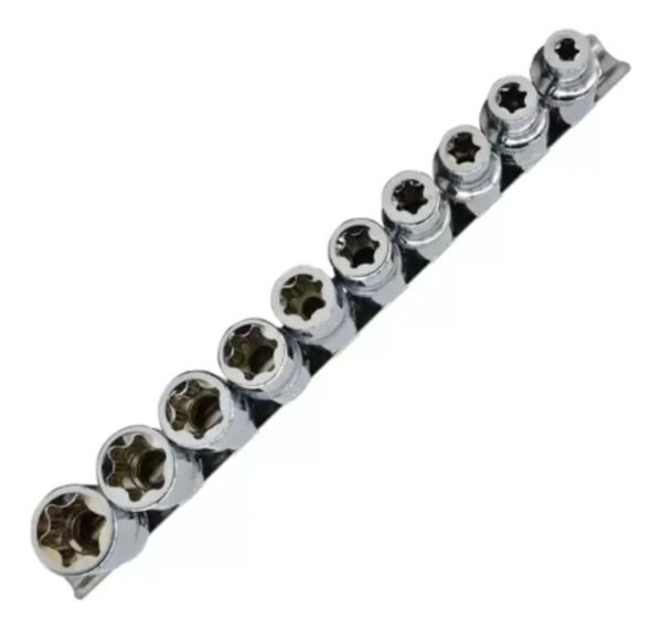 Jogo De Soquete Torx Fêmea Encaixe 1/2'' E8 Ao E24 C/10 Pçs Vip Industrial