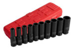 Jogo De Soquetes De Impacto Longo 1/2  (10 A 24mm) 10 Peças Vermelho