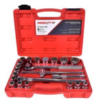 Jogo Soquete Estriado 8 A 32mm 1/2'' Catraca 22 Pçs Robust Vermelho