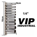 Jogo De Soquetes Longo Enc 1/4 Estriado 4 Ao 13mm Vip 900092