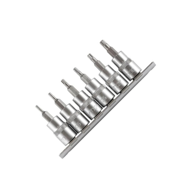 Jogo de Soquete Torx Curto 3/8" 6 Peças Aço S2 Com Guia Vip Industrial
