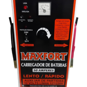Carregador de Bateria Com Auxiliar de Partida 50a 12v Partida Para Carros, Motos Mx1 Maxfort