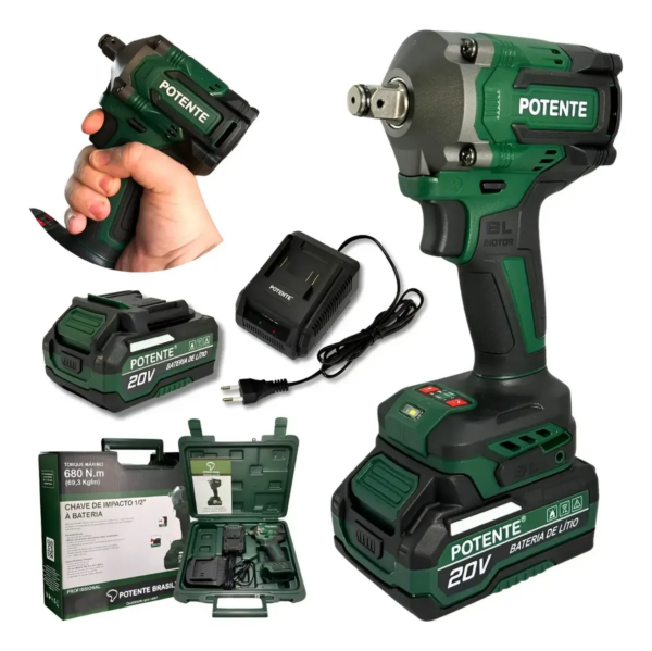 Chave De Impacto Parafusadeira 1/2" 680 N.m 1 Bateria 69,3kg Potente