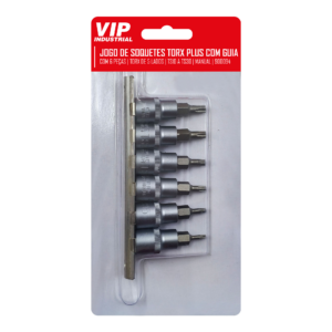 Jogo de Soquetes Torx 3/8" 6 Peças 5 Lados Com Furo T10 a T30