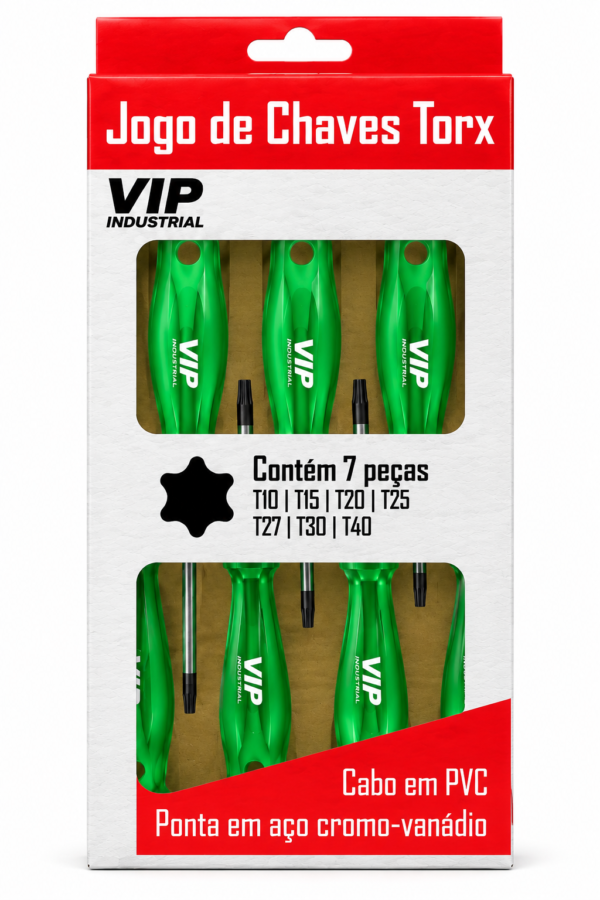 Jogo Chave Torx Em Fenda T10 A T40 7 Peças Vip Industrial