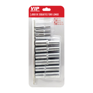 Jogo de Soquete Torx Fêmea E4 a E20 1/4" e 1/2" 10 Peças